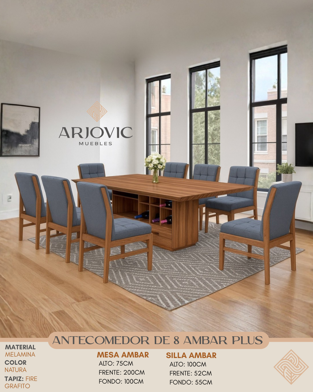 Antecomedor de 8  Ambar Plus